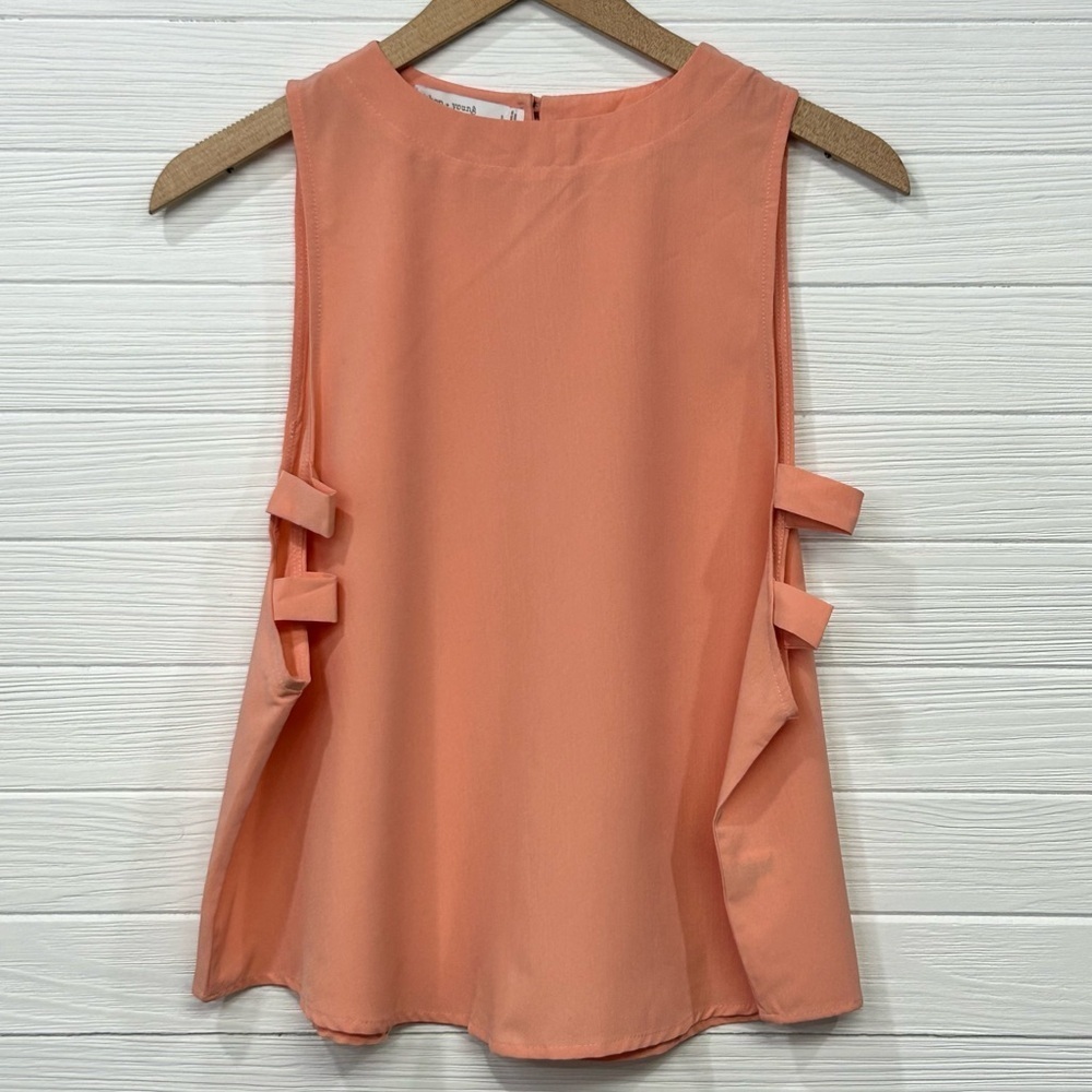 Bishop + Young Bella Side Strap Fairy Tank Top Women Small Semi Sheer Pe…